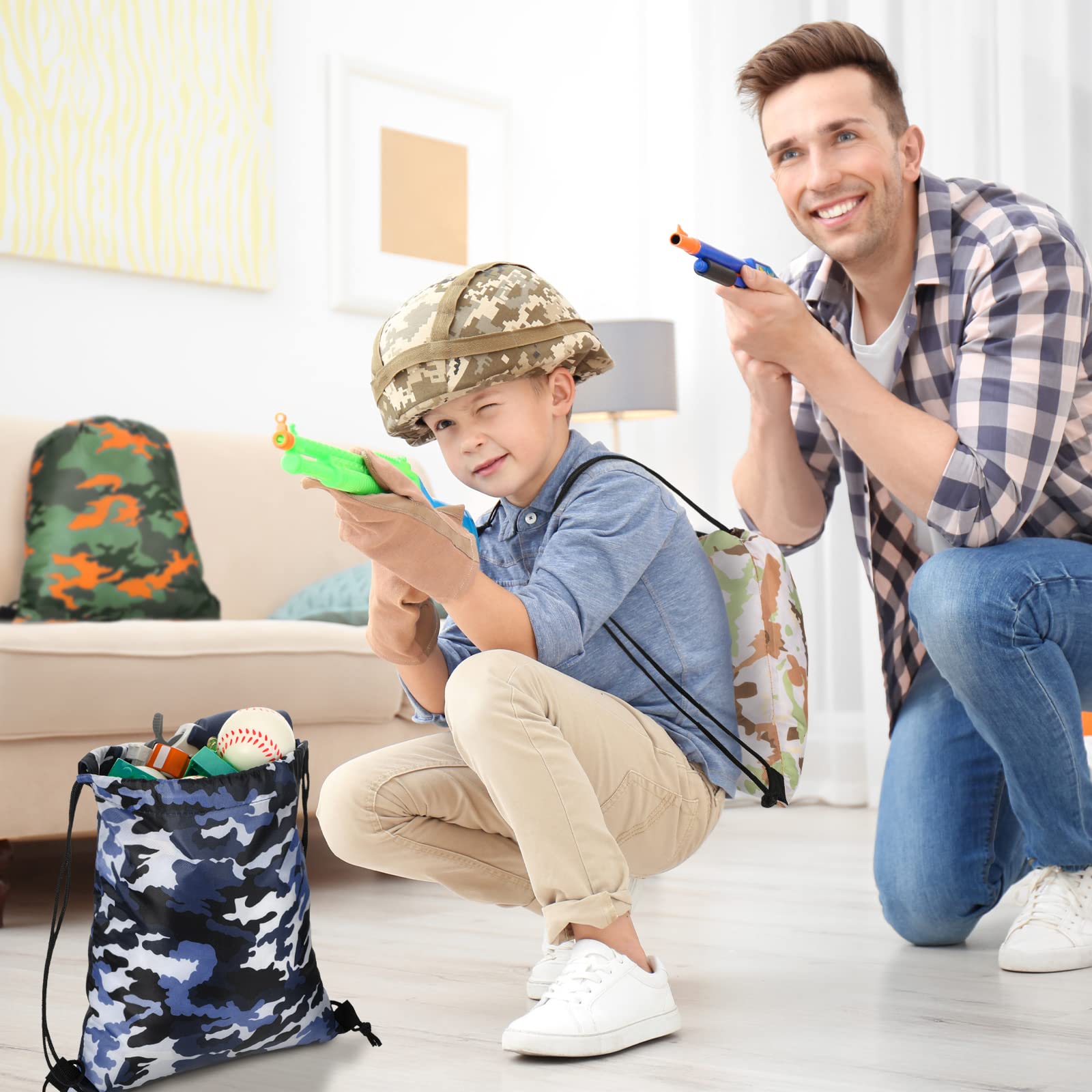 20 Pcs Camouflage Drawstring Bags Camouflage Party Favors Bags Camouflage Goodie Bags Camouflage Gift Bags For Birthday Party (C